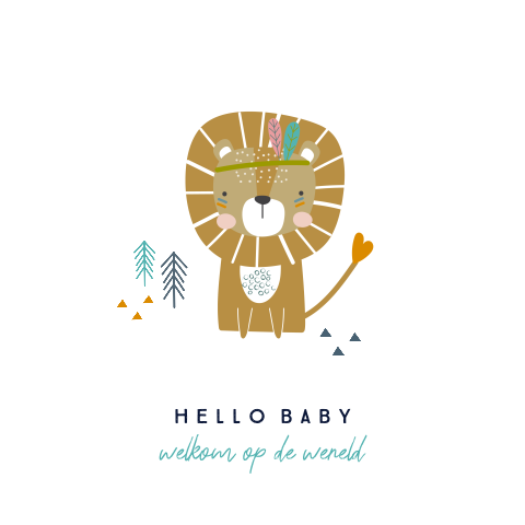 Felicitatie geboorte baby met leeuw