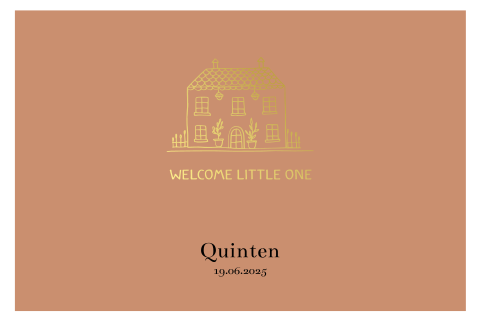 Stijlvol geboortekaartje met huisje Welcome Little One