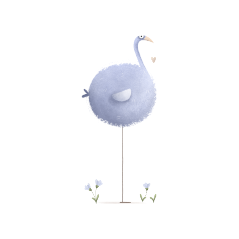 originele sluitzegel geboortekaartje vogel blauw