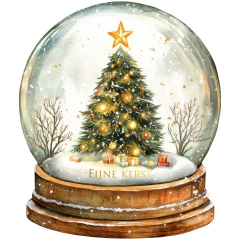 kerstkaart unieke vorm sneeuwbol kerstboom goudfolie