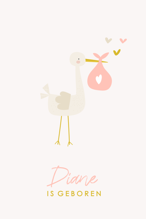 Tuinbord met ooievaar voor de geboorte van een dochter
