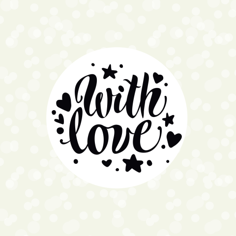 Stijlvolle kaart groen met witte stippen en tekst With Love