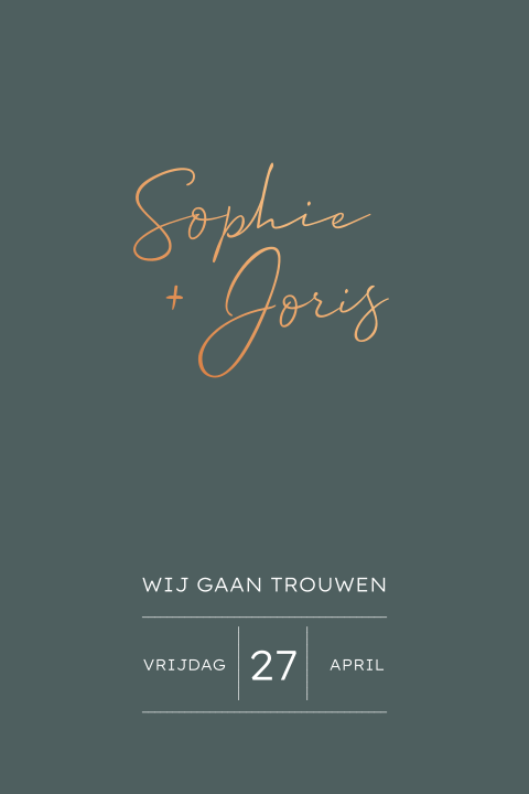 Stijlvolle trouwkaart met foliedruk