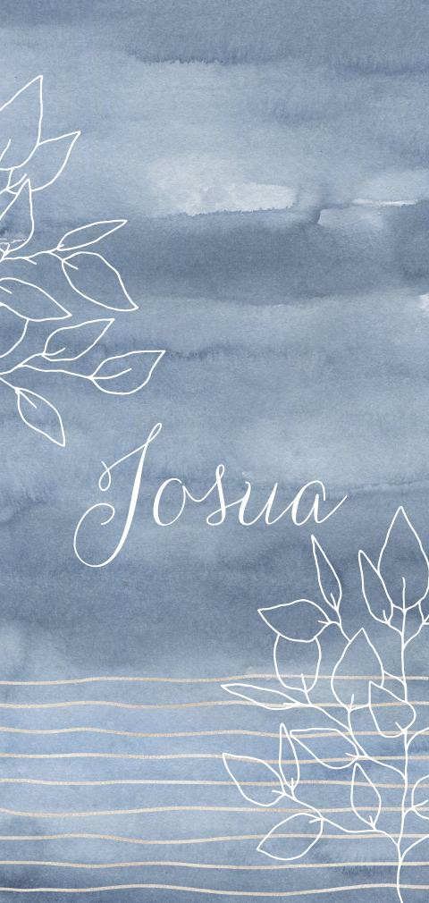 Geboortekaartje jongens waterverf blauw met goud