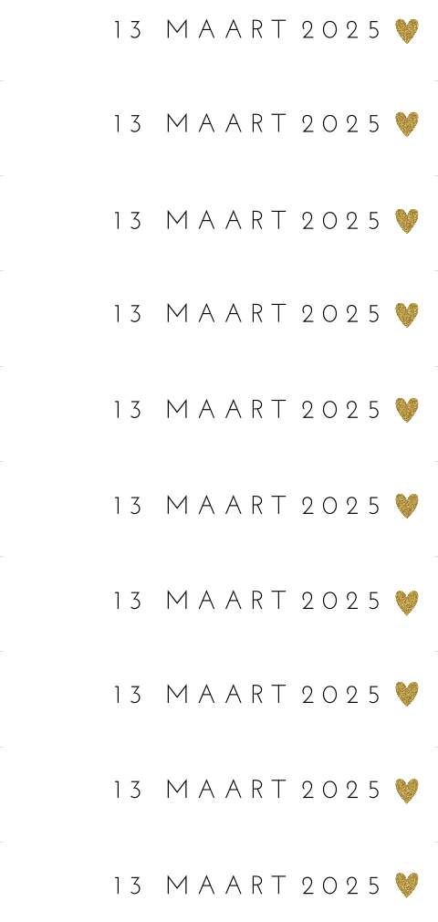 DIY label geboortedatum goudkleurig glitter hartje