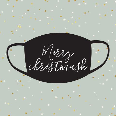 Merry Chirstmask grappige kerstkaart corona mondkapje