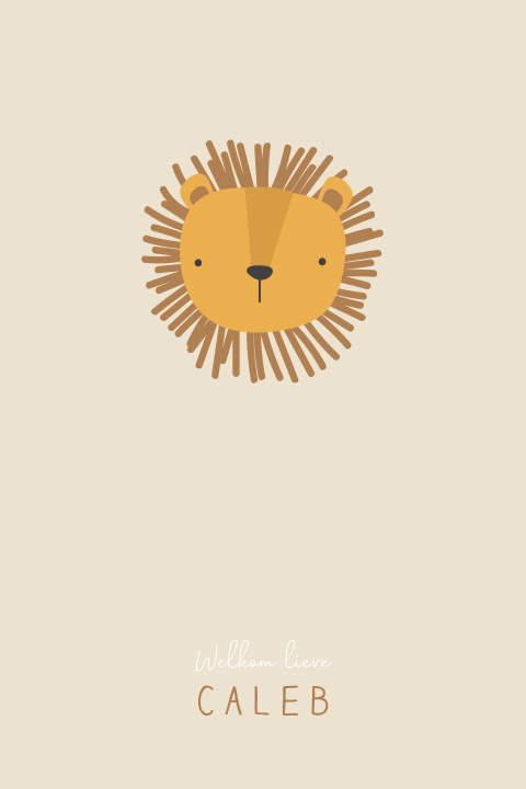 lief geboortekaartje met leeuwtje