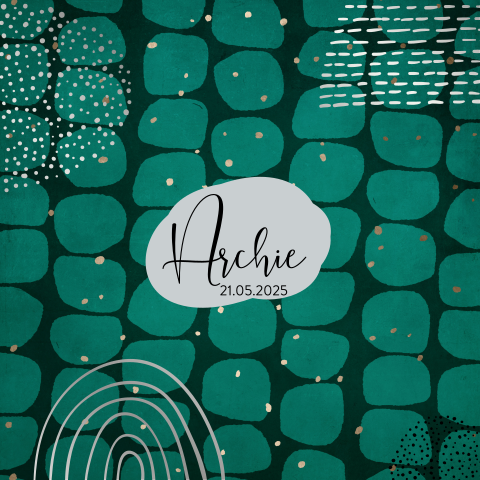 Geboortekaartje abstract groen met zilverfolie