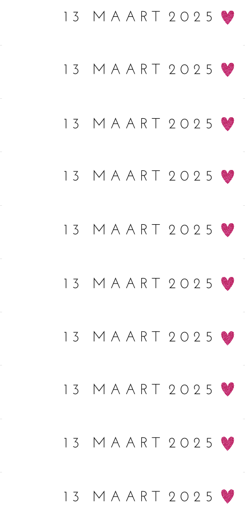 DIY label geboortedatum hartjes glitter roze