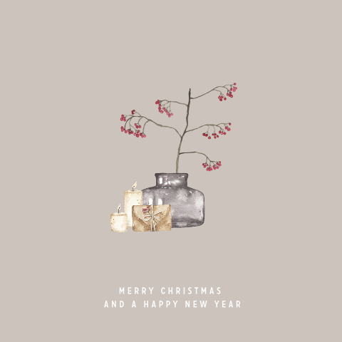 kerstkaart illustratie kersttak kaarsen