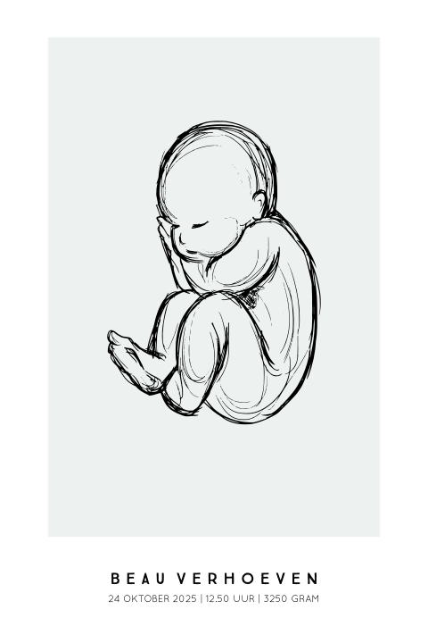 Geboorteposter baby schets - Groen achtergrond | Artistiek en persoonlijk