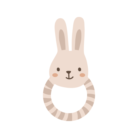 Sluitzegel met roze speelgoedkonijntje voor geboortekaartjes