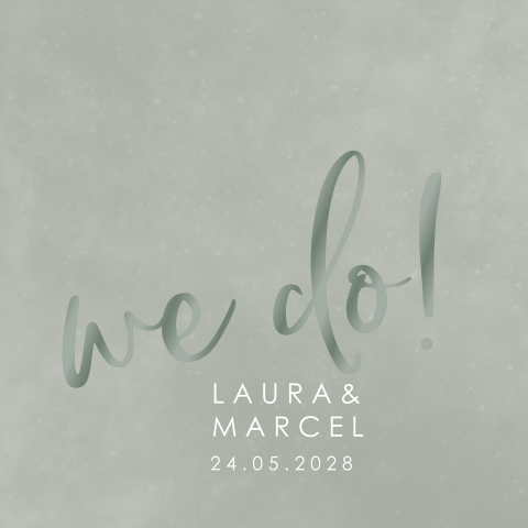 Minimalistische trouwkaart met hoogglans en kalligrafie