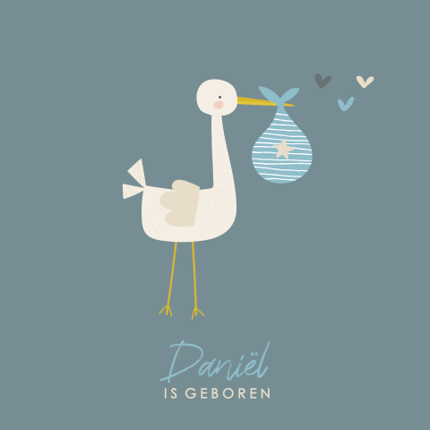 Raambord met ooievaar voor de geboorte van een zoon