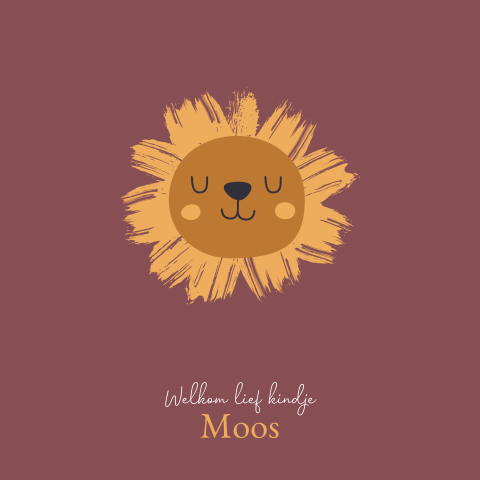 Lief geboortekaartje met illustratie leeuwtje