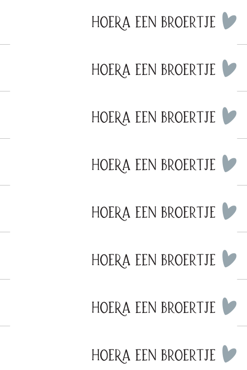 Tekstlabel DIY Hoera een broertje met lief hartje