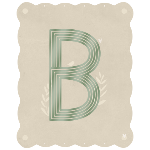Origineel geboortekaartje met initiaal en golvende rand