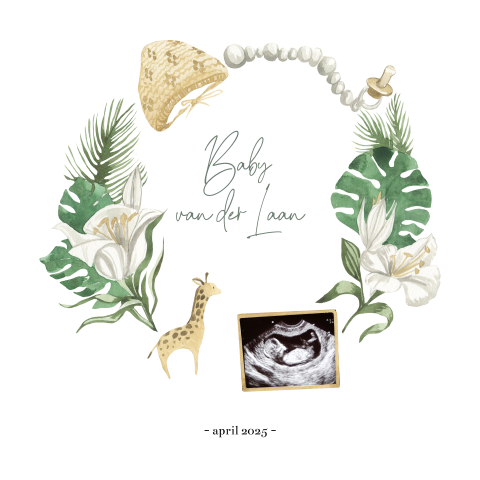 Zwangerschapsaankondiging baby speelgoed echo