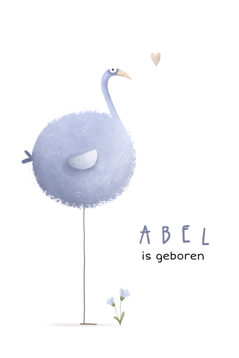 Tuinbord geboorte met illustratie vrolijke blauwe vogel  