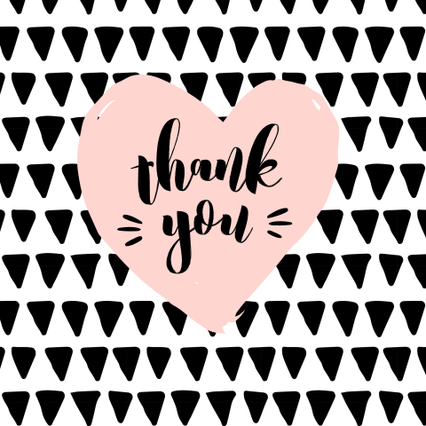 Thank You hartje zwart wit