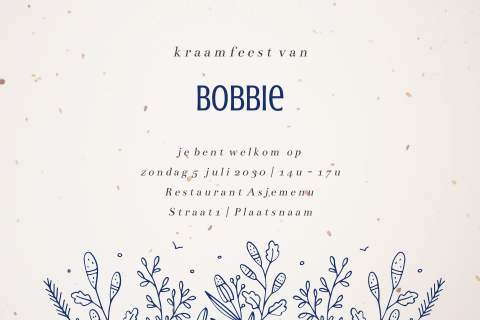 Duurzaam kraamkaartje met getekende bloemen