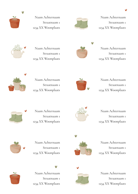 Adresstickers kleine spruit botanisch