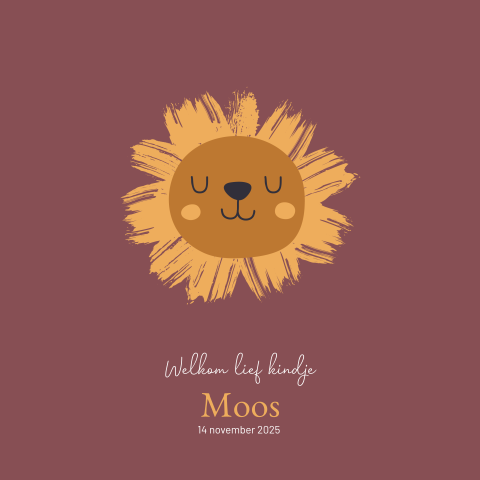 Geboorteposter met illustratie lief leeuwtje