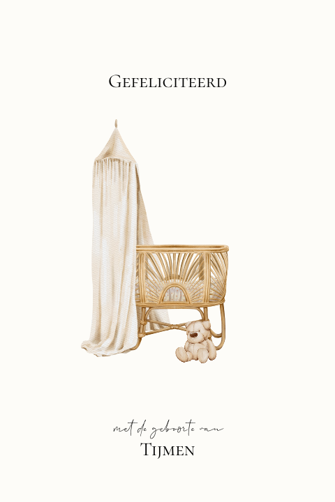 Felicitatie geboorte zoon of dochter met ledikantje