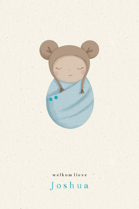 Lief geboortekaartje met een baby met een schattige mutsje