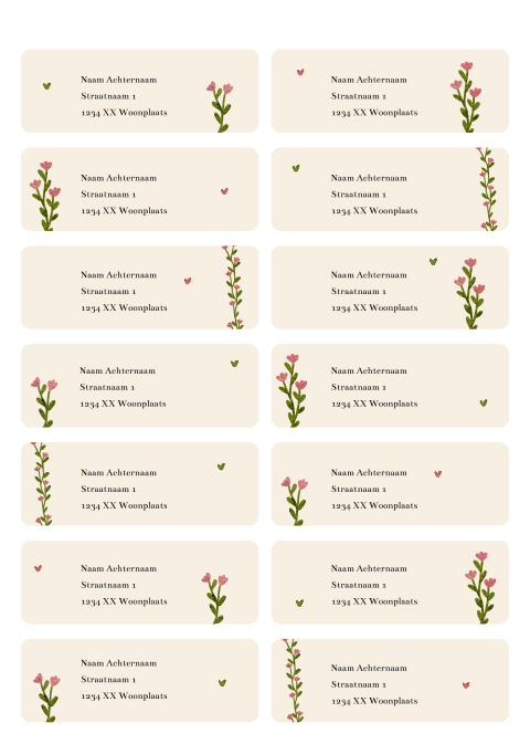 Adresstickers met watercolour bloemen 