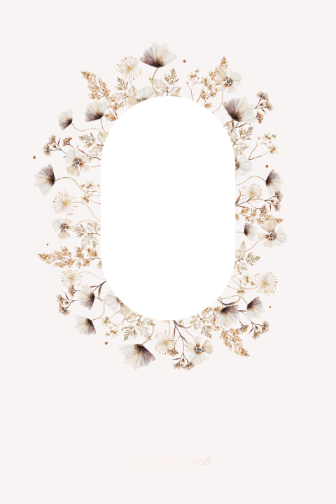 Trouwkaart met uitsnede bloemenkrans