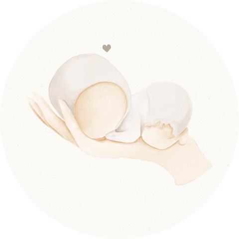 Sluitzegel geboortekaartje baby tekening waterverf