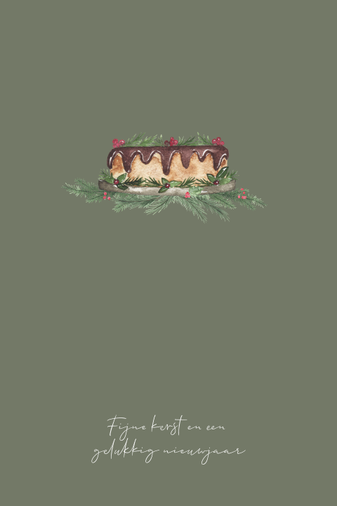 kerstkaart illustratie kersttaart