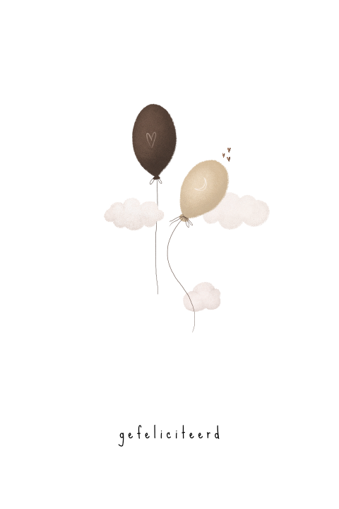 Lief kaartje voor een felicitatie met ballonnen