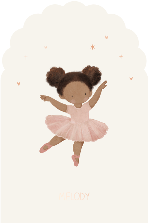 Geboortekaartje ballerina | Enkele stanskaart met roségoudfolie