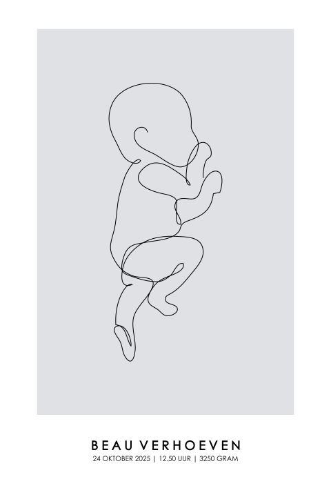 Geboorteposter baby lijntekening | Stijlvol en persoonlijk ontwerp
