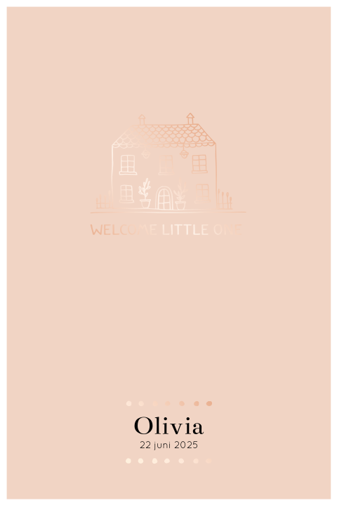 Geboorteposter meisje met folie huisje Welcome Little One