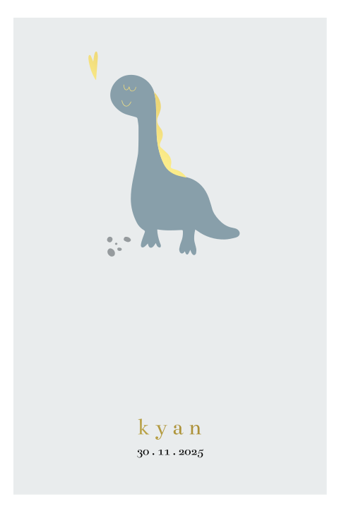 Lief geboortekaartje met dino en goudfolie