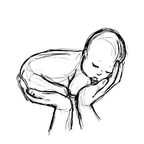 Sluitzegel geboortekaartje tekening baby