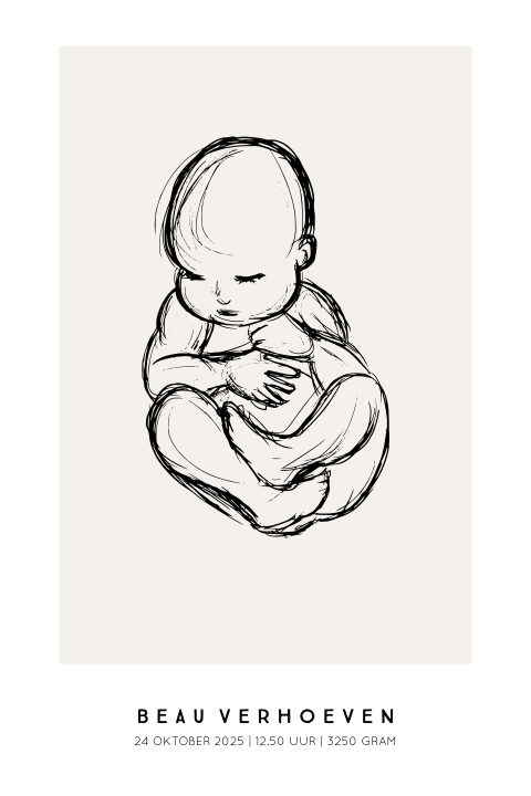 Geboorteposter baby schets  - Groot formaat | Aanpasbaar ontwerp