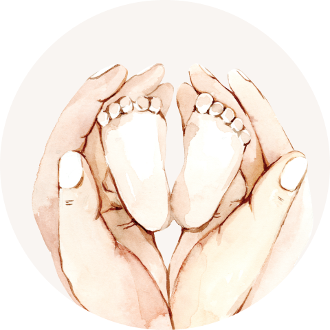 Sluitzegel handen met babyvoetjes in waterverf