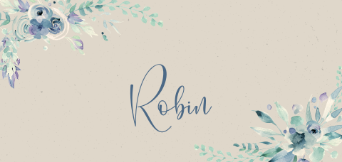 Geboortekaartje met foto bloemen blauw watercolour