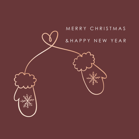 kerstkaart handschoenen roséfolie