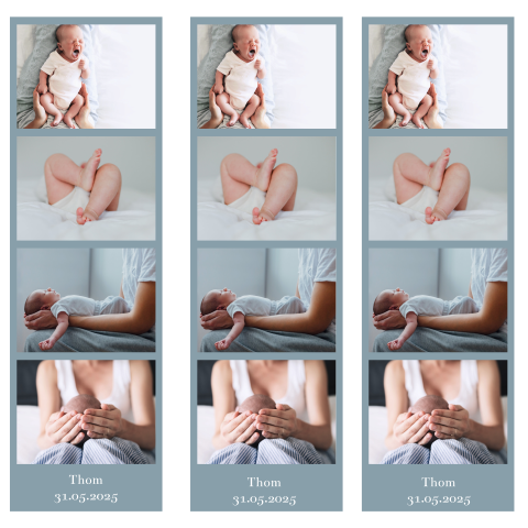 Fotostrip met vier fotootjes voor geboortekaartjes