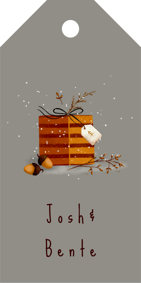 cadeaulabel kerst naam kerstcadeautje sneeuw | 18 stuks