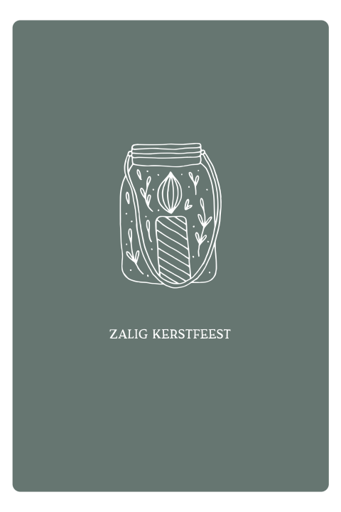 Kerstkaart groen met kaarsje Zalig kerstfeest