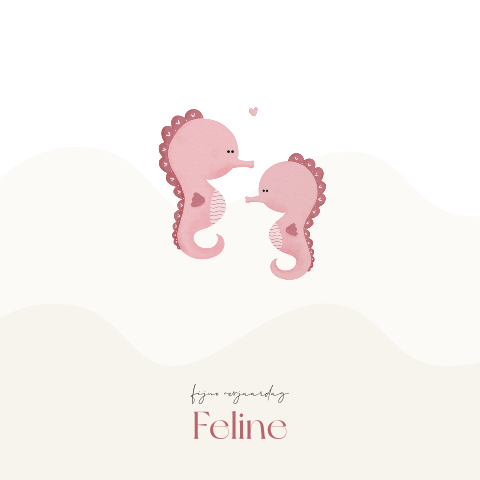 Verjaardagskaart roze zeepaardjes - wenskaart & felicitatie geboorte