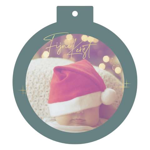 kerstkaart kerstbal met foto goudfolie