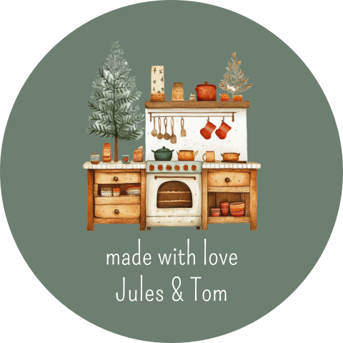 kerststicker naam cadeautje oven keuken kerstdiner