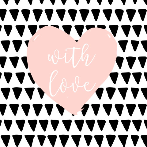 With Love hartje zwart wit